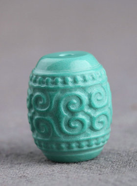 绿松石祥云桶珠14*16mm鼓珠佛珠文玩菩提珠链腰珠顶珠diy配饰D37