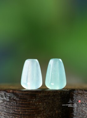 天然巴山翡翠淡蓝色6*8mm通孔小水滴DIY手工材料挂饰手链配饰D47