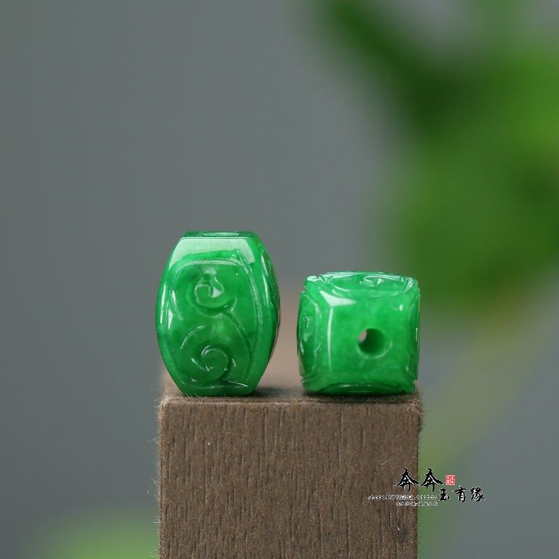 天然干青翡翠祥云如意鼓珠12*17mm大孔2mm路路通DIY国风配饰A229,饰品/流行首饰/时尚饰品新,其他DIY饰品配件,淘宝优惠券,粉丝福利购,淘宝优惠卷