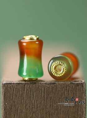 约8*14mm天然红绿玛瑙渐变竹节珠