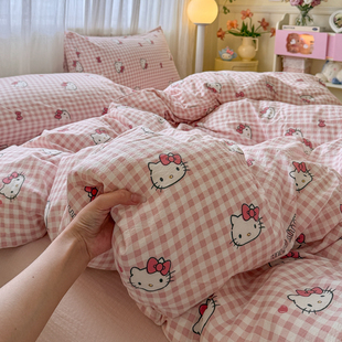 A类卡通双层纱纯棉四件套全棉2025新款 床单被套罩学生宿舍三件套4