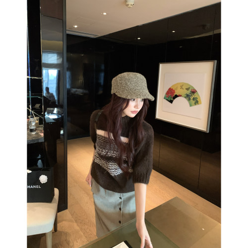 费尔岛针织衫短袖女秋2026