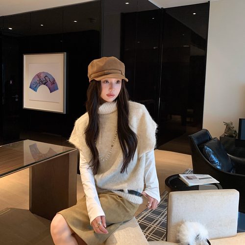 新年叠穿高领针织衫女秋冬新款