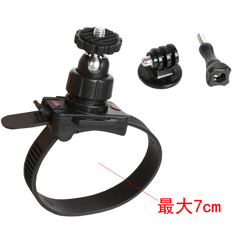 适合gopro山狗小蚁/大疆运动相机皮带式大力夹固定支架大管径底座图片