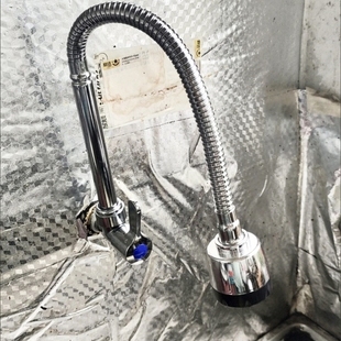 单冷墙壁式304不锈钢入墙式阳台厨房龙头侧进水龙头万向水咀横向