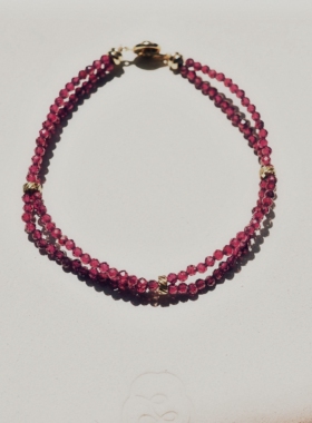 原创设计天然紫牙乌石榴石双层手链女小众高级感轻奢显白百搭叠戴