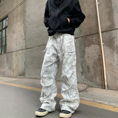 美式 水洗雪地迷彩cargo工装 裤 HY711 男女vibe风直筒微喇休闲裤