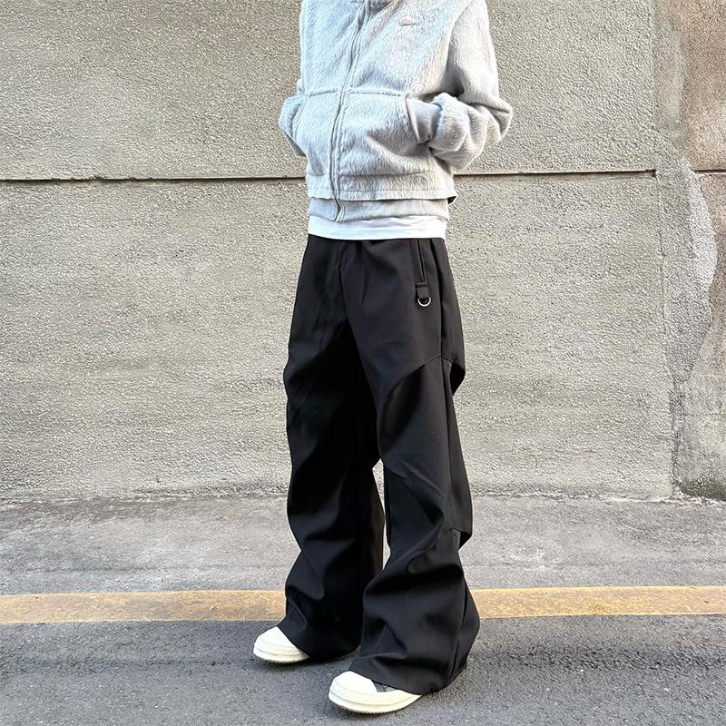 小众立体褶皱拖地微喇休闲西裤