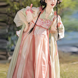 素重工绣花春秋古风飘逸日常 原创唐制汉服女齐胸汉元 昭昭公主