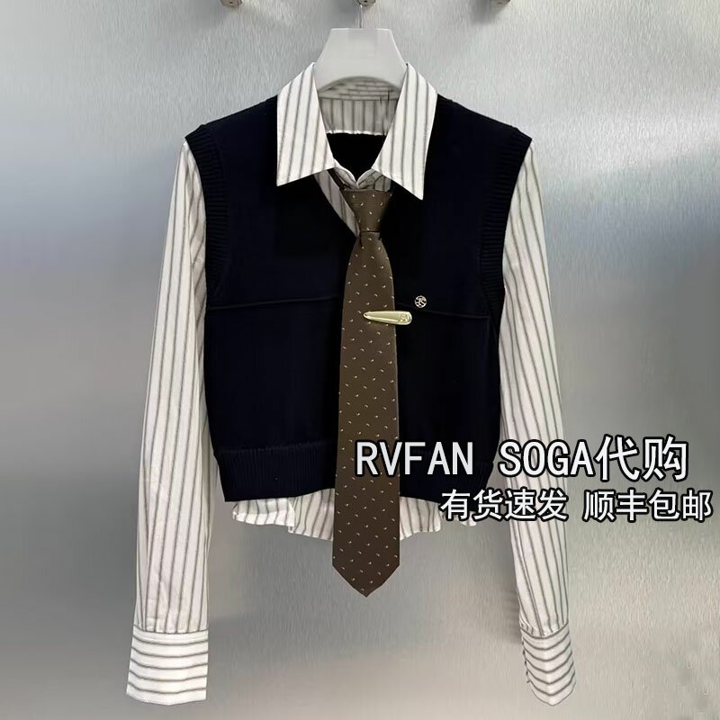 REVANYAYA芮范雅2026冬季新款假两件翻领长袖衬衫女上衣R90901114