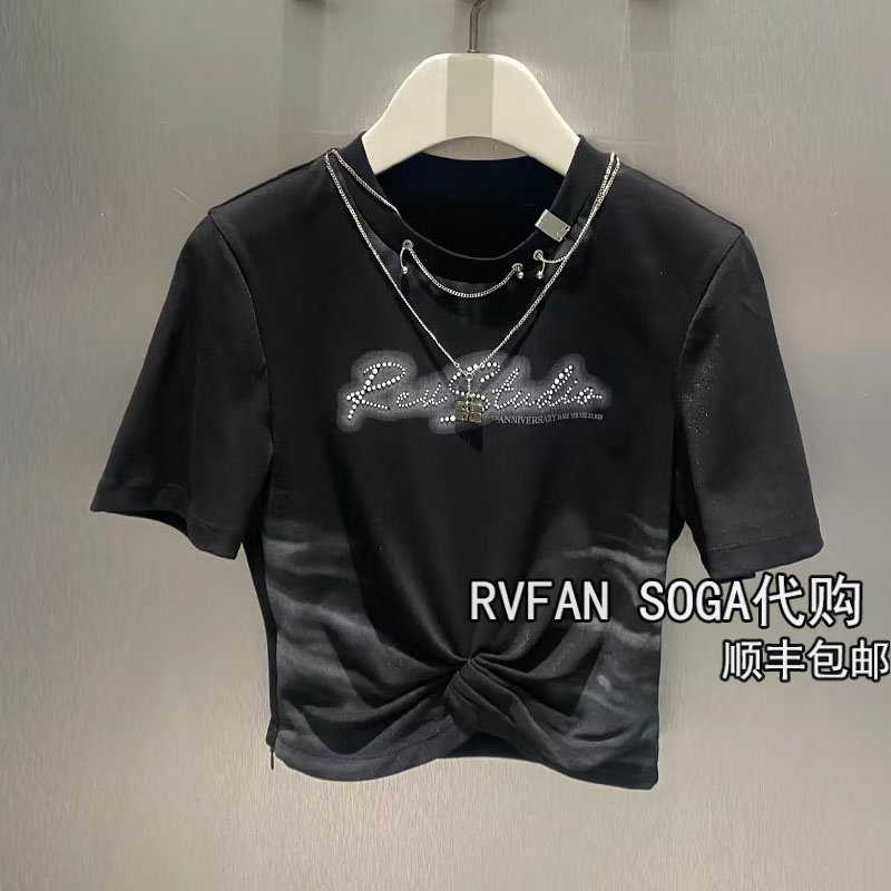 REVANUEUE芮范奴2025夏季新款小个子短袖T恤女短款上衣R31001228