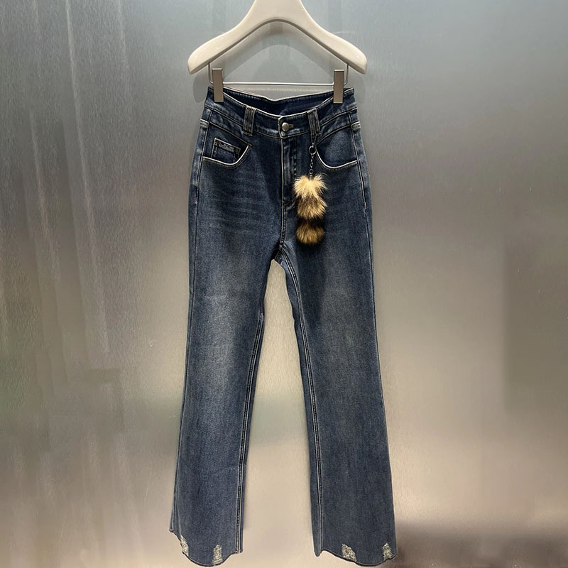 REVANYAYA芮范雅2025冬季新款微喇叭牛仔裤女休闲长裤子R91302281