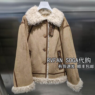 REVANYAYA芮范雅2025冬新款皮毛一体短外套女羊羔毛夹克R90110220