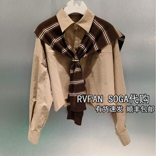 休闲风披肩衬衫 女翻领上衣R10901483 新款 REVANYAYA芮范雅2026春季