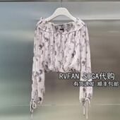 女士短款 一字肩雪纺衫 单衣R10801192 新款 REVANYAYA芮范雅2026春季