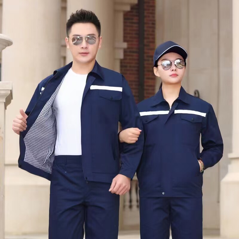秋冬季长袖工作服套装男女士双层厂服车间加厚耐磨汽修定制劳保服