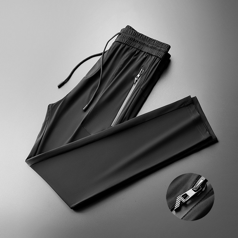 飞鹰夏季简约百搭男士冰丝休闲裤轻薄抗皱直筒裤速干弹力运动裤