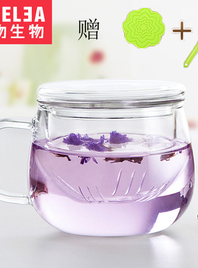 买一送一同款杯 耐热创意夏天水杯玻璃杯带盖女过滤花茶杯便携杯