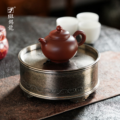 斑锡龙纯锡闲泊壶承干泡盘茶具