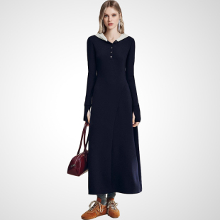 新款 兰卡时尚 裙子2026春季 长款 休闲气质设计感洋气连衣裙 连帽修身