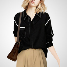 高级感撞色衬衫女2025秋冬设计感宽松气质显瘦百搭冷淡风小众上衣