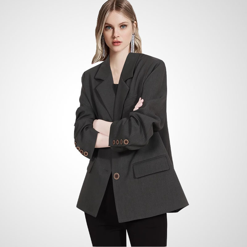 中长款帅气时尚纯色西服女