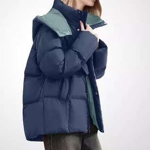 连帽立领加厚羽绒服女2026年冬装新款显瘦轻奢保暖鸭绒减龄面包服
