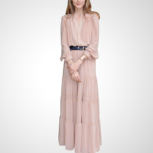 设计感小众优雅粉色仙女连衣裙2026春新款赫本风气质长裙蛋糕裙