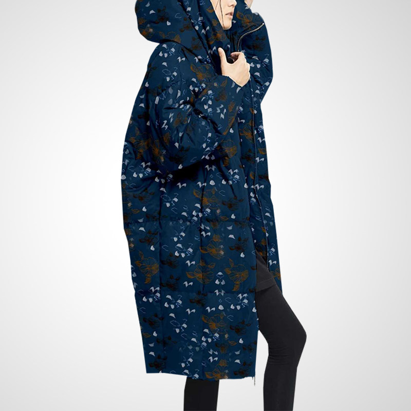 时尚风宽松显瘦新款印花羽绒服