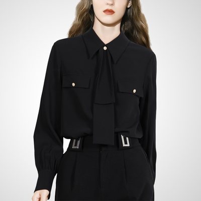 气质通勤OL单排扣长袖衬衣