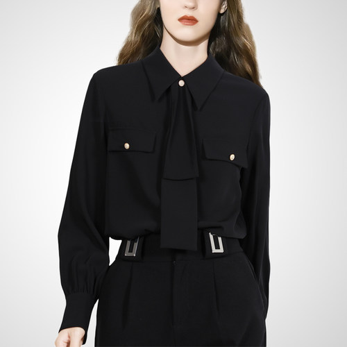 气质通勤OL单排扣长袖衬衣