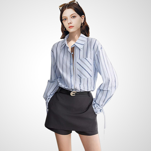 兰卡时尚设计感宽松长袖翻领衬衫2026春款简约通勤高级感显瘦衬衣