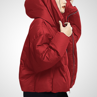时尚加厚保暖洋气红色连帽羽绒服女小个子短款2026冬季新款外套潮
