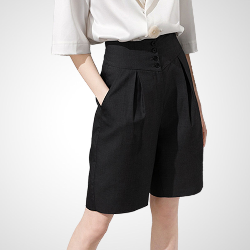 轻熟风小众高腰五分裤女2026夏装新款时尚中裤宽松阔腿短裤显瘦潮