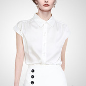 白色OL职业短袖 设计感小众衬衣别致上衣百搭 2026年新款 衬衫 女夏季