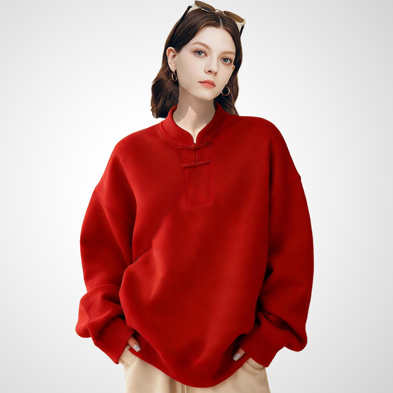 兰卡时尚中国红盘扣立领卫衣女2026年春季新款新中式国风休闲上衣,女装/女士精品,卫衣/绒衫,淘宝优惠券,粉丝福利购,淘宝优惠卷