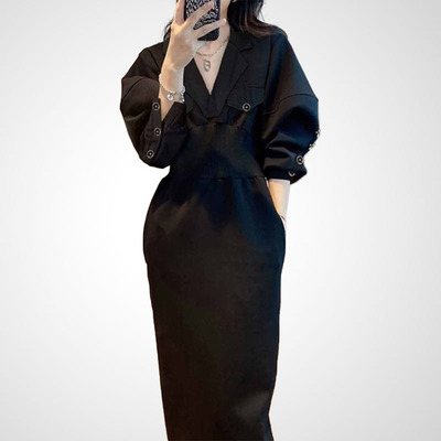 黑色百搭修身显瘦连衣裙