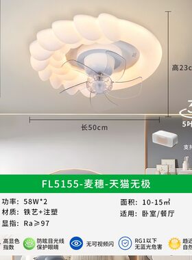 客厅灯吸顶风扇灯北欧奶油风餐厅极简高级感大厅卧室风扇灯具N778