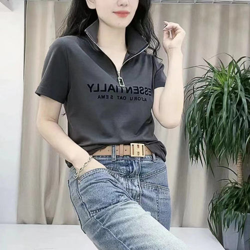 短袖小小白的薄款拉链小衫棉女