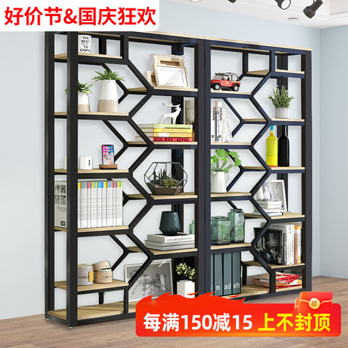 北欧铁艺书架创意落地客厅置物架现代隔断收纳柜茶柜陈列架展示架