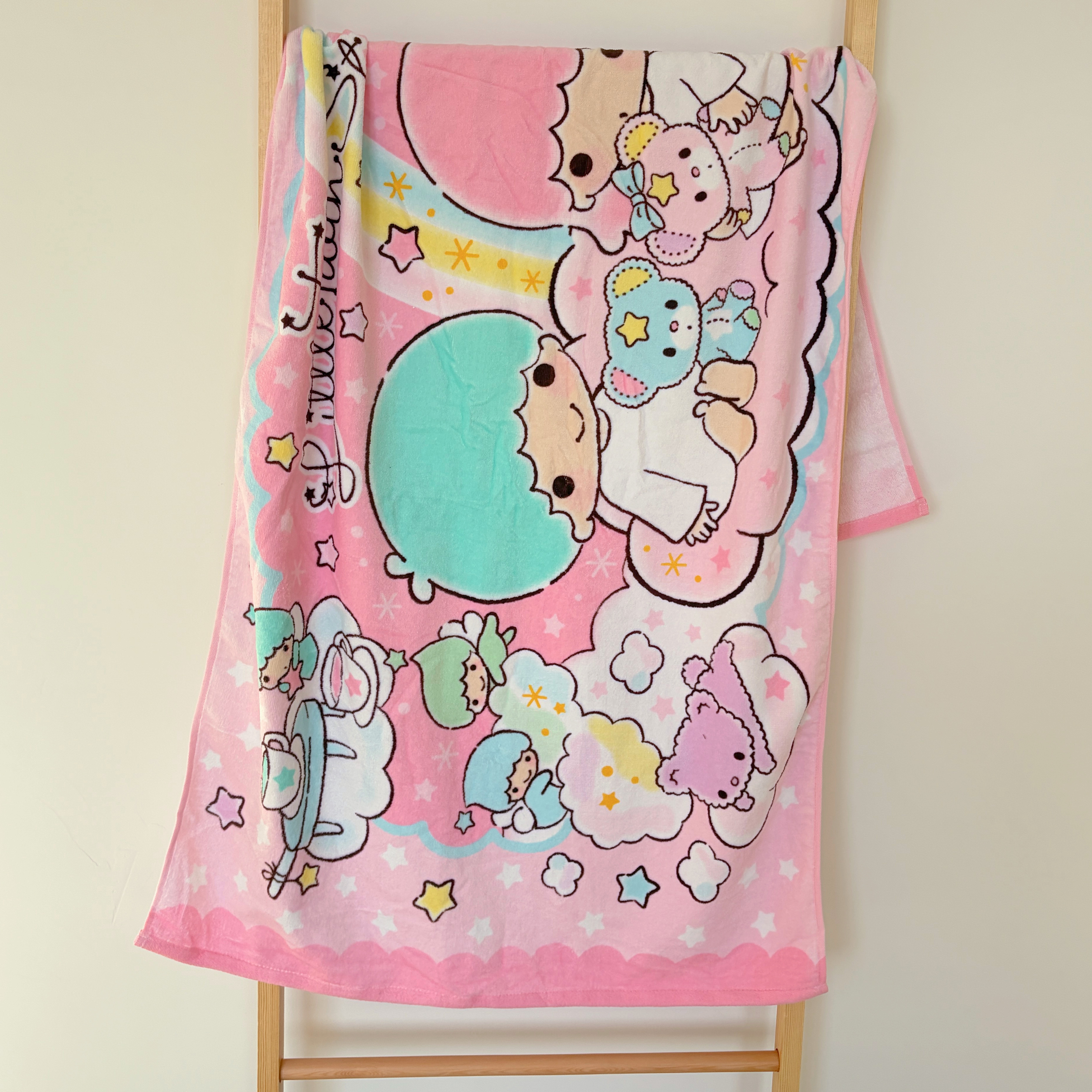 大浴巾纯棉双子星可爱粉色少女柔软吸水日单70*140cm 微瑕