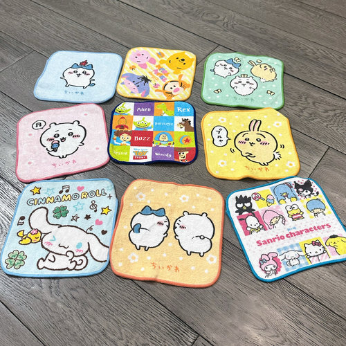 小方巾纯棉可爱卡通宝宝擦手巾口水巾幼儿园吉伊小八大耳狗