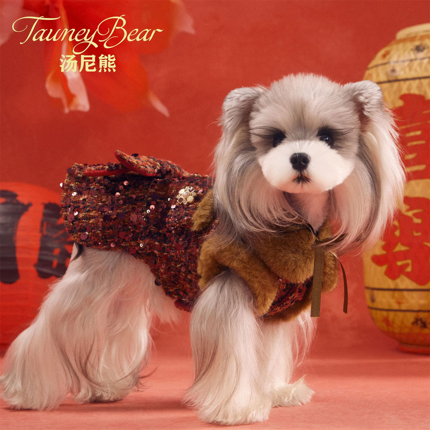 汤尼熊宠物衣服秋冬款连衣裙小狗狗雪纳瑞比熊马尔济斯约克夏腊肠