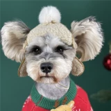 Домашние животные осенью и зимой, теплые и утолщенные щенки для щенков шляпы в зимнем шарике волос Corki Skunarborn плюшевая декоративная шляпа