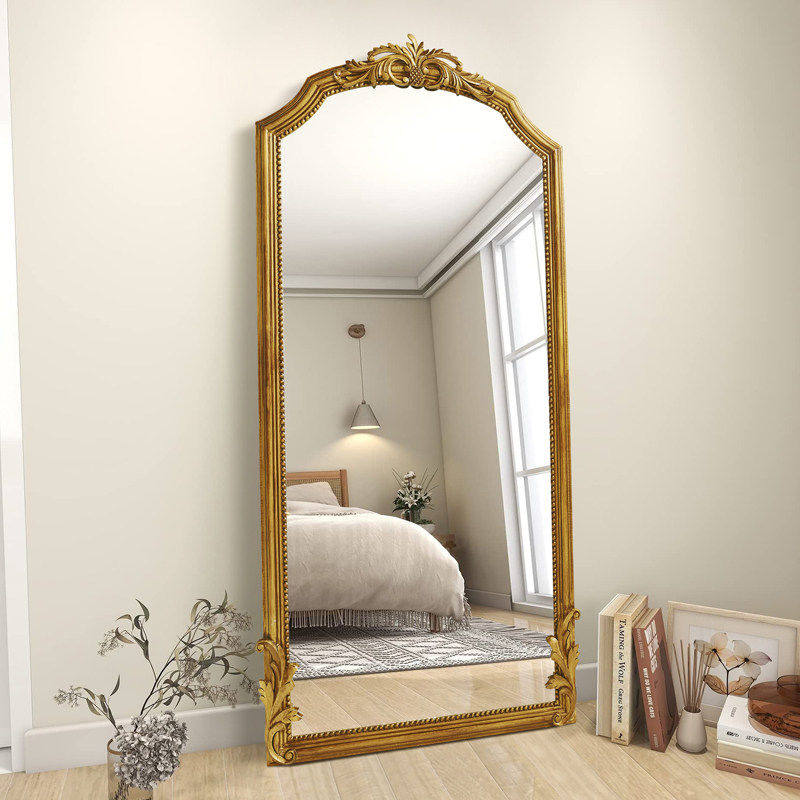 法式雕花全身镜别墅复古靠墙落地镜家用中古卧室欧式挂墙大穿衣镜