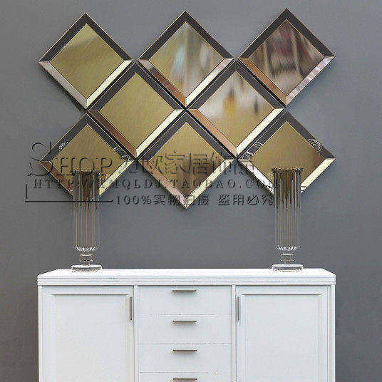 简欧素面壁挂壁饰玄关装饰镜客厅沙发背景墙挂镜方形镜面组合镜