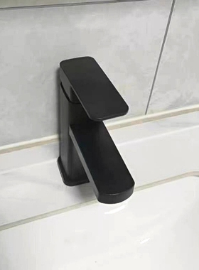 黑色单孔洗脸盆不锈钢冷热台盆浴室柜加高出水卫生间家用洗手盆