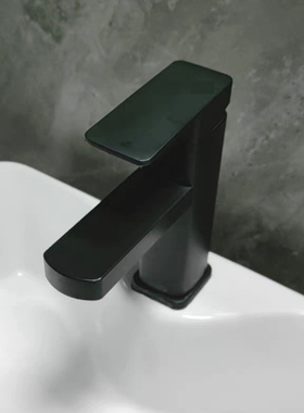 浴室柜加高洗漱台混水阀卫生间洗脸盆单孔黑色洗手盆水龙头铜