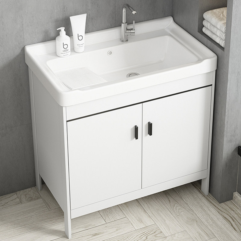 阳台洗衣盆带搓板卫生间洗衣池台盆一体陶瓷水槽家用洗衣柜洗手台