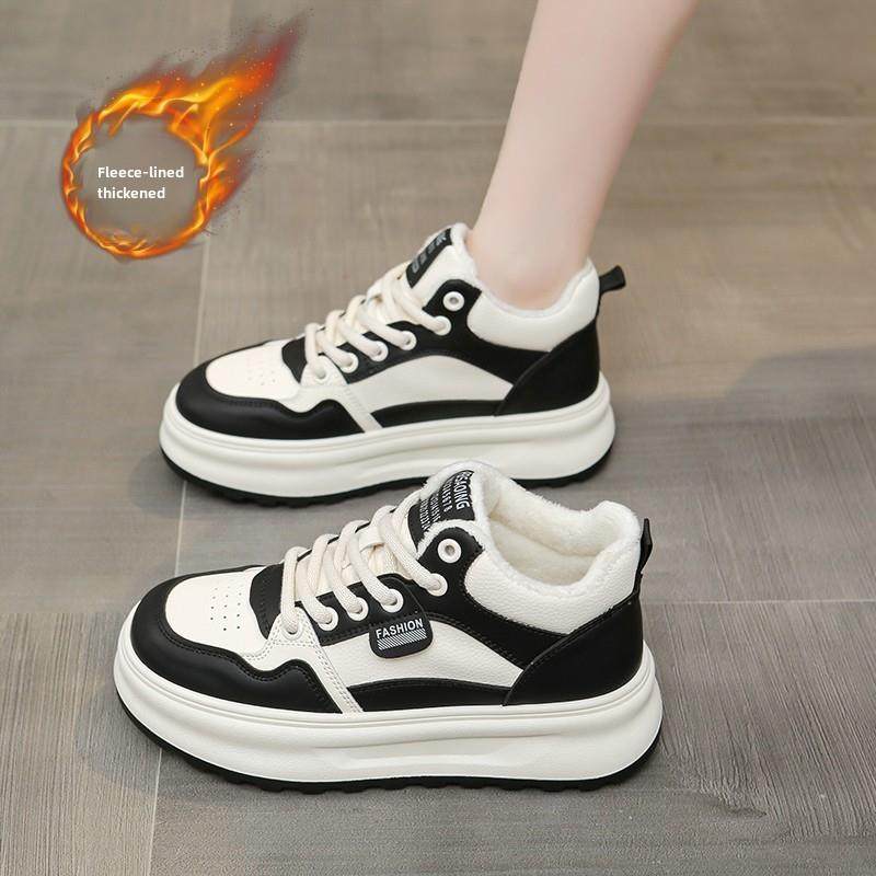2024新款冬季天鹅绒白鞋学生运动厚底高帮双棉运动鞋,女鞋,棉鞋,淘宝优惠券,粉丝福利购,淘宝优惠卷